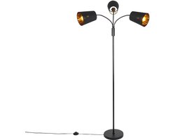 QAZQA carmen - Moderne Vloerlamp | Staande Lamp met flexarm - 3 lichts - H 160 cm - Zwart - Woonkamer | Slaapkamer | Keuken