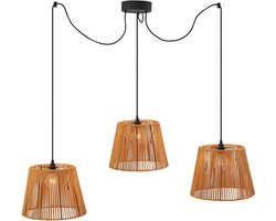 QAZQA cava - Japandi Hanglamp met kap voor buiten - 3 lichts - Ø 40 cm - Oranje - Buitenverlichting