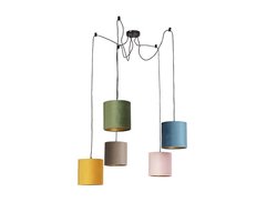 QAZQA cava - Klassieke Hanglamp met kap voor boven de eettafel | in eetkamer - 5 lichts - Ø 800 mm - Multicolor - Woonkamer | Slaapkamer | Keuken