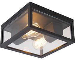 QAZQA charlois - Design Dimbare LED Smart Plafondlamp incl. wifi met Dimmer voor buiten - 2 lichts - L 24 cm - Zwart - Buitenverlichting