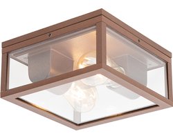 QAZQA charlois - Design Plafondlamp voor buiten - 2 lichts - L 24 cm - Roestbruin - Industrieel - Buitenverlichting