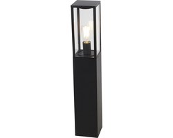QAZQA charlois - Industriele Dimbare LED Smart Staande Buitenlamp | Staande Lamp voor buiten incl. wifi met Dimmer - 1 lichts - H 80 cm - Zwart - Industrieel - Buitenverlichting