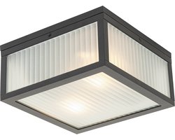 QAZQA charlois - Moderne Plafondlamp voor buiten - 2 lichts - L 24 cm - Zwart - Buitenverlichting