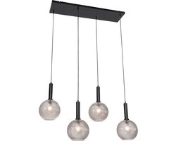 QAZQA chico - Design Hanglamp eettafel voor boven de eettafel | in eetkamer - 4 lichts - L 110 cm - Zwart - Woonkamer | Slaapkamer | Keuken