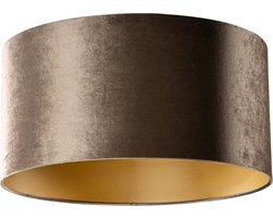 QAZQA cilinder velours - Klassieke Lampenkap - Ø 50 cm - Bruin -