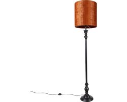 QAZQA classico - Klassieke Vloerlamp | Staande Lamp met kap - 1 lichts - H 172 cm - Oranje - Woonkamer | Slaapkamer | Keuken