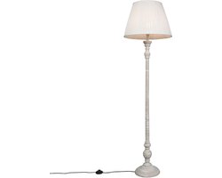 QAZQA Classico - Retro Dimbare LED Smart Vloerlamp | Staande Lamp met kap incl. wifi met Dimmer - 1 lichts - H 160 cm - Crème - Woonkamer | Slaapkamer | Keuken