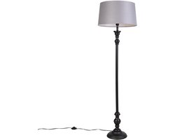 QAZQA classico - Vloerlamp met lampenkap - 1 lichts - H 1575 mm - Grijs