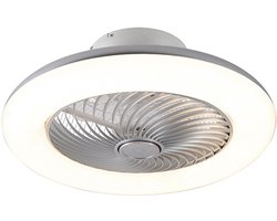 QAZQA clima - Dimbare LED Plafondventilator met Verlichting | Lamp en Afstandsbediening - 1 lichts - Ø 550 mm - Zilver - Woonkamer | Slaapkamer | Keuken