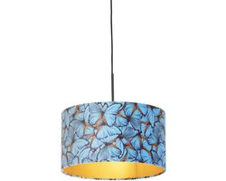 QAZQA combi - Klassieke Hanglamp met kap - 1 lichts - Ø 350 mm - Multicolor - Woonkamer | Slaapkamer | Keuken