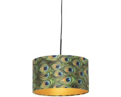 QAZQA combi - Klassieke Hanglamp met kap - 1 lichts - Ø 350 mm - Multicolor - Woonkamer | Slaapkamer | Keuken