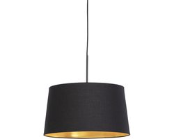 QAZQA combi - Klassieke Hanglamp met kap - 1 lichts - Ø 550 mm - Zwart Goud - Woonkamer | Slaapkamer | Keuken