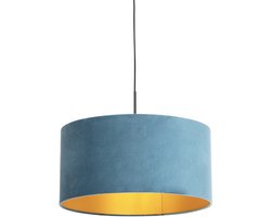 QAZQA combi - Landelijke Hanglamp met kap - 1 lichts - Ø 500 mm - Blauw - Woonkamer | Slaapkamer | Keuken