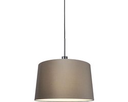 QAZQA Combi - Moderne Hanglamp met kap - 1 lichts - Ø 450 mm - Taupe - Woonkamer | Slaapkamer | Keuken