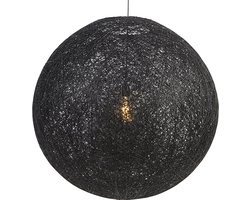 QAZQA corda - Landelijke Hanglamp voor boven de eettafel | in eetkamer - 1 lichts - Ø 800 mm - Zwart - Hal / Vide