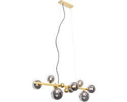 QAZQA david - Art Deco Hanglamp eettafel voor boven de eettafel | in eetkamer - 8 lichts - L 98 cm - Goud/messing - Woonkamer | Slaapkamer | Keuken