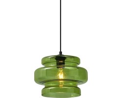 QAZQA denise - Retro Hanglamp - 1 lichts - Ø 28 cm - Groen - Woonkamer | Slaapkamer | Keuken