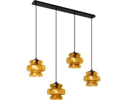 QAZQA denise - Retro Hanglamp voor boven de eettafel | in eetkamer - 4 lichts - L 113.5 cm - Oranje - Woonkamer | Slaapkamer | Keuken