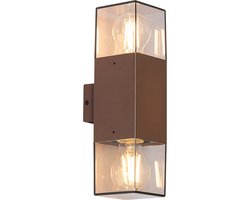 QAZQA denmark - Industriele Wandlamp voor buiten - 2 lichts - L 8.5 cm - Roestbruin - Industrieel - Buitenverlichting
