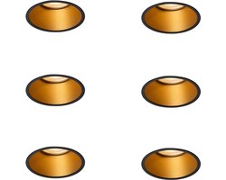 QAZQA dept - Moderne Inbouwspot voor badkamer - 6 stuks - Ø 9 cm - Zwart Goud -