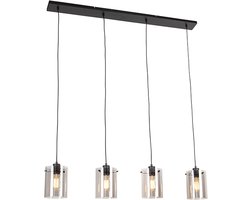 QAZQA dome - Design Hanglamp eettafel voor boven de eettafel | in eetkamer - 4 lichts - L 120 cm - Zwart - Woonkamer | Slaapkamer | Keuken