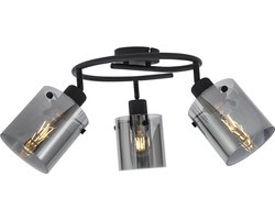 QAZQA domo - Moderne Plafondlamp - 3 lichts - Ø 40 cm - Zwart - Woonkamer | Slaapkamer | Keuken