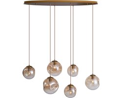 QAZQA douglass - Art Deco Hanglamp voor boven de eettafel | in eetkamer - 6 lichts - L 125 cm - Goud/messing - Woonkamer | Slaapkamer | Keuken