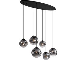 QAZQA douglass - Art Deco Hanglamp voor boven de eettafel | in eetkamer - 6 lichts - L 125 cm - Zwart - Woonkamer | Slaapkamer | Keuken