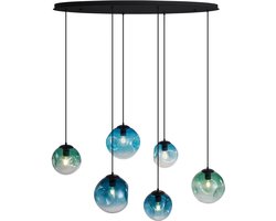 QAZQA douglass - Art Deco Hanglamp voor boven de eettafel | in eetkamer - 6 lichts - L 125 cm - Zwart - Woonkamer | Slaapkamer | Keuken