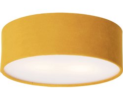QAZQA drum - Moderne Plafondlamp - 2 lichts - Ø 30 cm - Geel - Woonkamer | Slaapkamer | Keuken