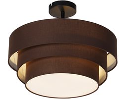 QAZQA drum-neutron - Moderne Plafondlamp - 3 lichts - Ø 450 mm - Bruin - Woonkamer | Slaapkamer | Keuken