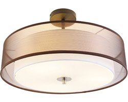 QAZQA drum-neutron - Moderne Plafondlamp - 3 lichts - Ø 500 mm - Bruin - Woonkamer | Slaapkamer | Keuken