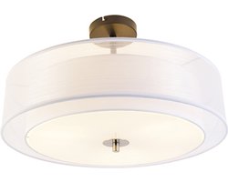 QAZQA drum-neutron - Moderne Plafondlamp - 3 lichts - Ø 500 mm - Wit - Woonkamer | Slaapkamer | Keuken