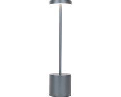 QAZQA dupont - Design Dimbare LED Draadloze Oplaadbare Tafellamp USB met Dimmer - 1 lichts - H 33.5 cm - Grijs - Buitenverlichting