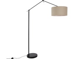 QAZQA editor stof - Design Vloerlamp | Staande Lamp met kap - 1 lichts - H 190.8 cm - Zwart - Woonkamer | Slaapkamer | Keuken