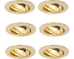 QAZQA edu - Moderne Inbouwspot - 6 stuks - Ø 6.2 cm - Messing - Woonkamer | Slaapkamer | Keuken