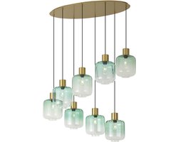 Qazqa eettafel hotel chique hanglamp - Qara - messing, ovaal, 8-lichts, 125cm, ideaal als lamp