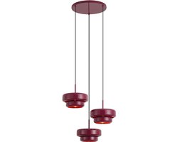 Qazqa eettafel retro hanglamp - Ophelia - paars, 3-lichts, 64cm, ideaal als eettafellamp en woonkamer lamp