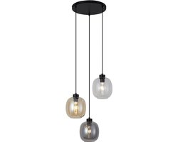 QAZQA elena - Art Deco Hanglamp - 3 lichts - Ø 46 cm - Zwart - Woonkamer