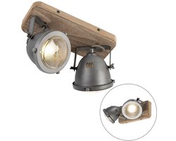 QAZQA emado - Industriele Plafondspot | Spotje | Opbouwspot - 2 lichts - L 270 mm - Grijs - Industrieel - Woonkamer | Slaapkamer | Keuken