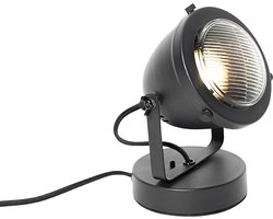 QAZQA emado - Industriele Tafellamp - 1 lichts - H 16.5 cm - Zwart - Industrieel - Woonkamer | Slaapkamer