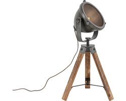 QAZQA emado - Industriele Tafellamp - 1 lichts - H 53 cm - Grijs - Industrieel - Woonkamer | Slaapkamer | Keuken