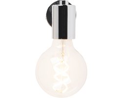 QAZQA facil - Design Wandlamp voor binnen - 1 lichts - D 130 mm - Chroom - Woonkamer | Slaapkamer | Keuken