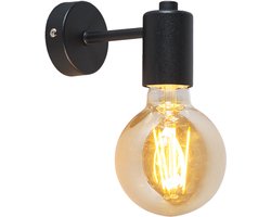 QAZQA facil - Design Wandlamp voor binnen - 1 lichts - D 130 mm - Zwart - Woonkamer | Slaapkamer | Keuken