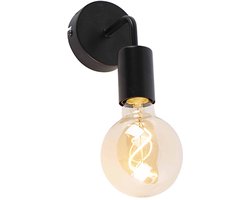 QAZQA facile - Moderne Wandlamp voor binnen - 1 lichts - D 10.5 cm - Zwart - Woonkamer | Slaapkamer | Keuken
