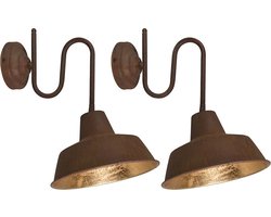 QAZQA Factory - Industriele Wandlamp voor binnen - 2 stuks - D 390 mm - Roestbruin - Industrieel - Woonkamer | Slaapkamer | Keuken