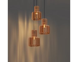 QAZQA felt - Retro Hanglamp - 3 lichts - Ø 54 cm - Oranje - Woonkamer | Slaapkamer | Keuken