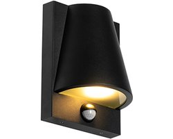 QAZQA femke - Industriele Wandlamp met Bewegingsmelder | Bewegingssensor | sensor voor buiten - 1 lichts - D 9.4 cm - Zwart - Industrieel - Buitenverlichting