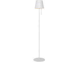 QAZQA ferre - Design Dimbare LED Draadloze Oplaadbare Vloerlamp USB | Staande Lamp met Dimmer met Solar | Zonne energie - 1 lichts - H 94 cm - Wit - Buitenverlichting