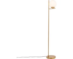 QAZQA flore - Design Vloerlamp | Staande Lamp - 1 lichts - H 150 cm - Goud/messing - Woonkamer | Slaapkamer | Keuken